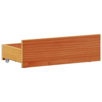 Produktbild för Säng med bokhylla utan madrass vaxbrun 100x200 cm massiv furu