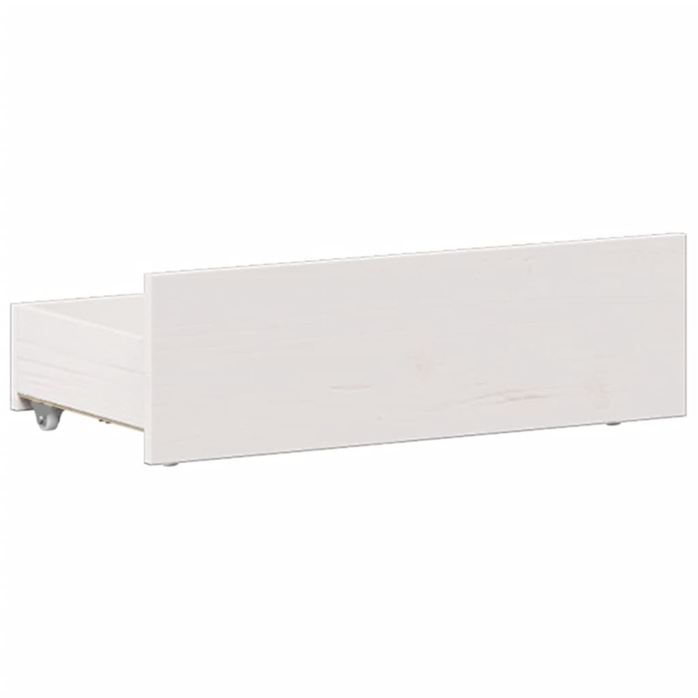 Produktbild för Säng med bokhylla utan madrass vit 90x200cm massiv furu