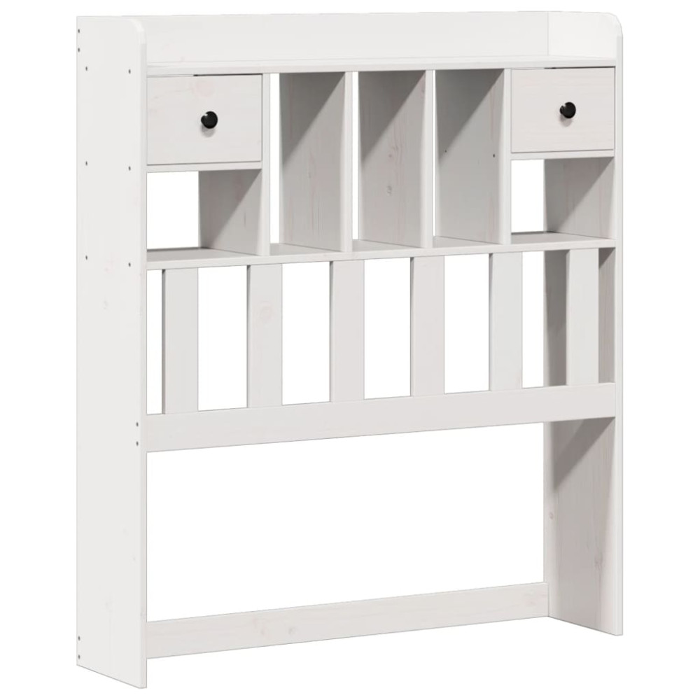 Produktbild för Säng med bokhylla utan madrass vit 90x190cm massiv furu