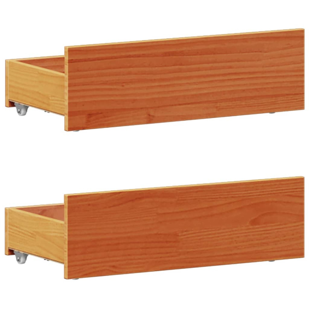 Produktbild för Säng med bokhylla utan madrass vaxbrun 75x190 cm massiv furu