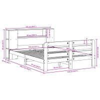 Produktbild för Sängram utan madrass vit 135x190 cm massiv furu