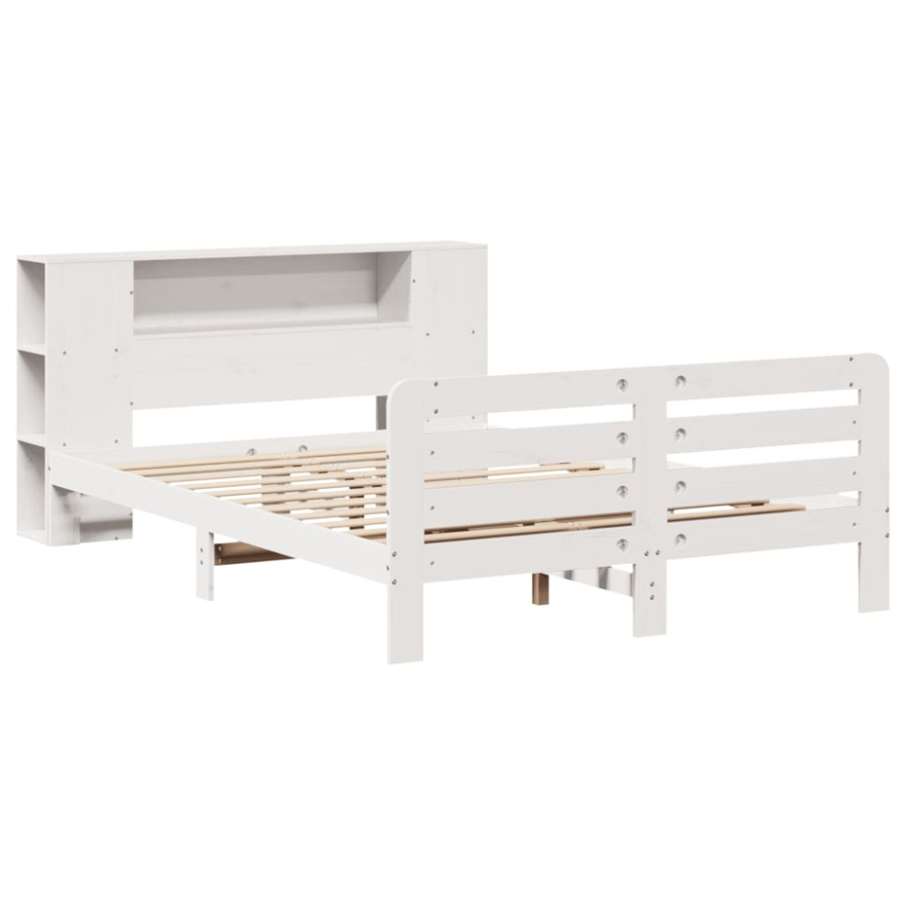 Produktbild för Sängram utan madrass vit 135x190 cm massiv furu