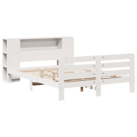Produktbild för Sängram utan madrass vit 135x190 cm massiv furu