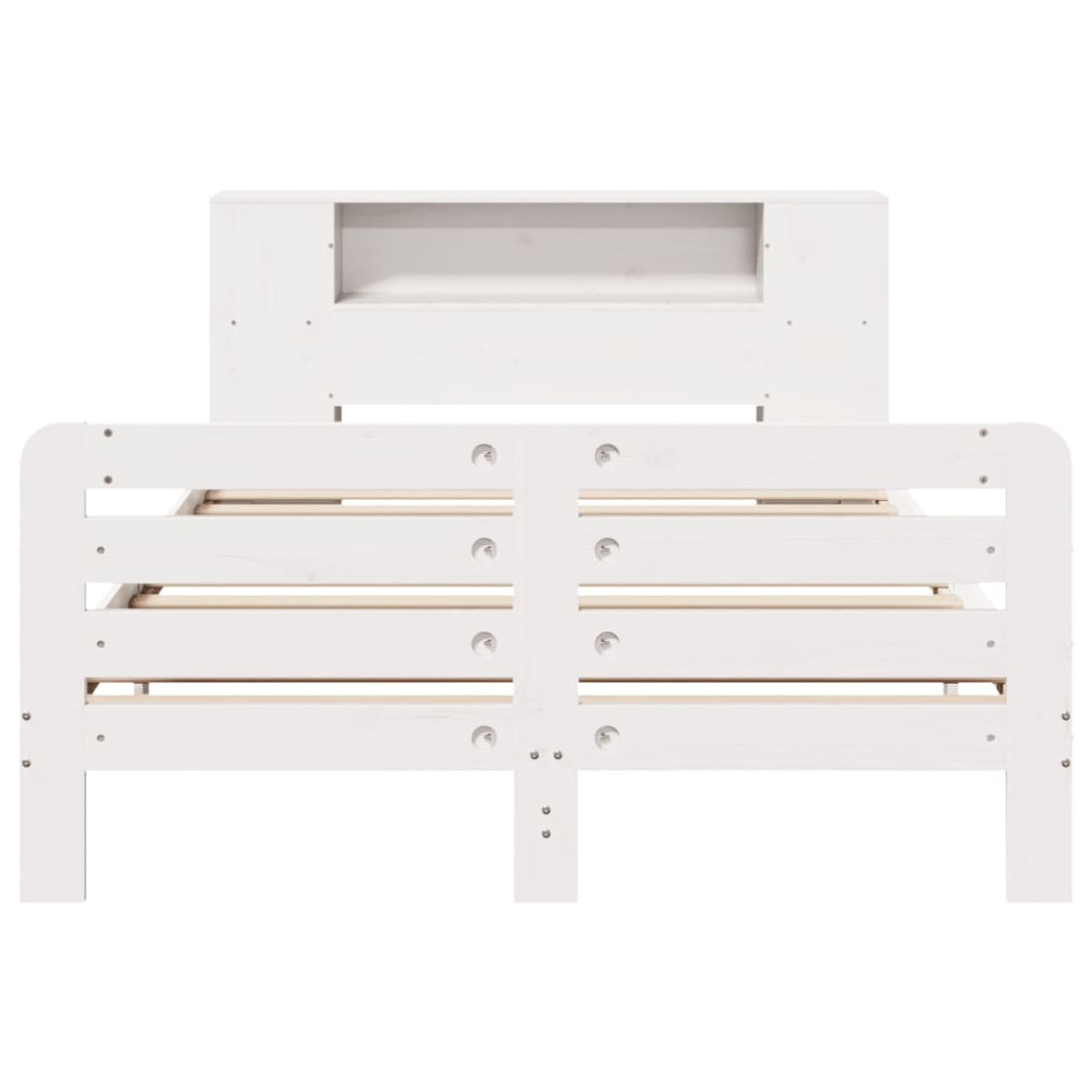 Produktbild för Sängram utan madrass vit 135x190 cm massiv furu