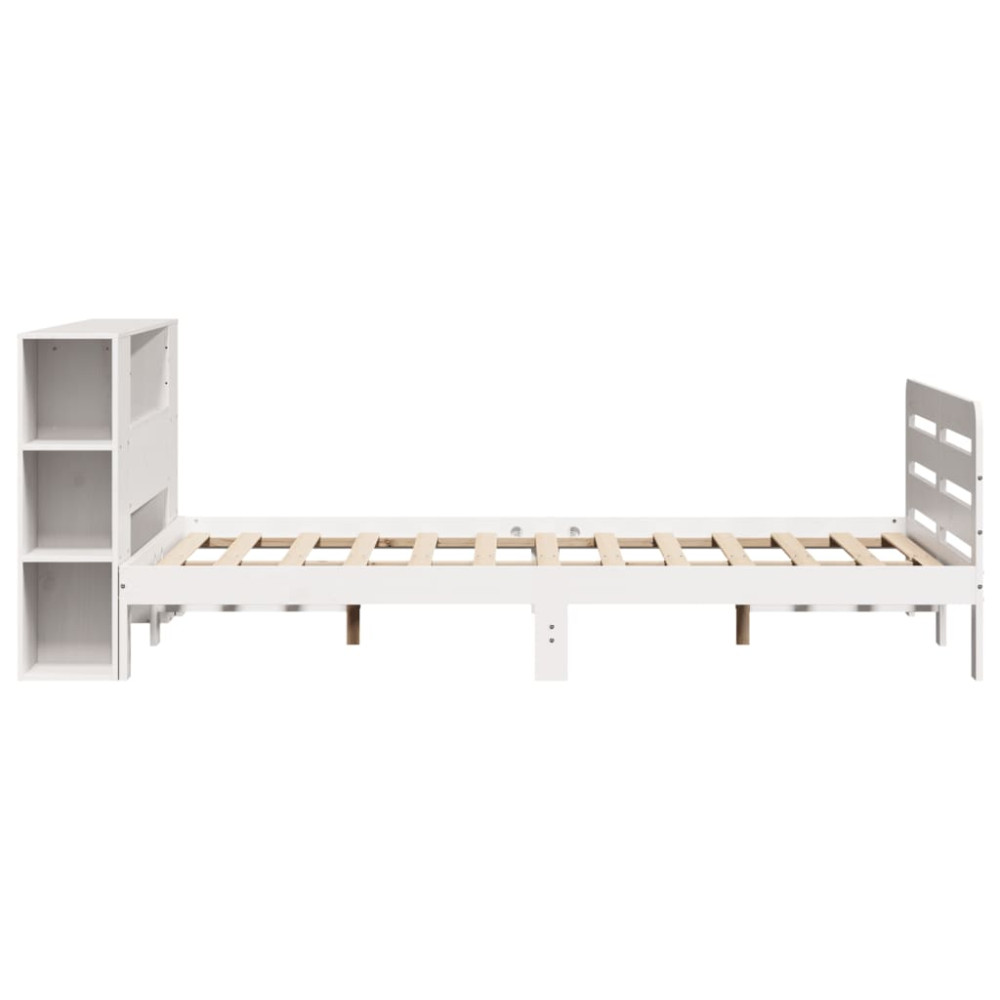 Produktbild för Sängram utan madrass vit 135x190 cm massiv furu