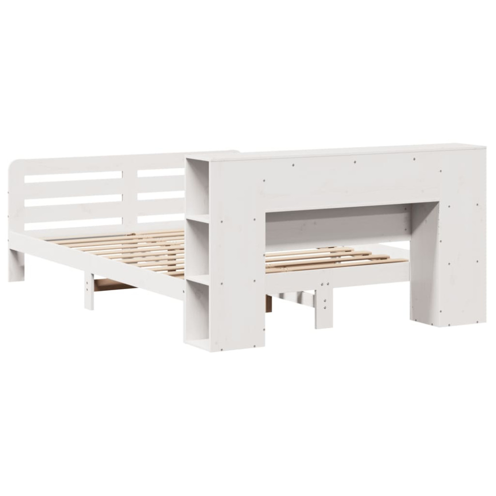 Produktbild för Sängram utan madrass vit 135x190 cm massiv furu