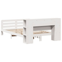 Produktbild för Sängram utan madrass vit 135x190 cm massiv furu