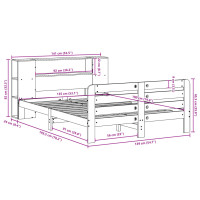 Produktbild för Sängram utan madrass vaxbrun 135x190 cm massiv furu