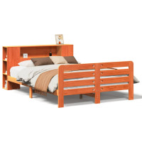 Produktbild för Sängram utan madrass vaxbrun 135x190 cm massiv furu