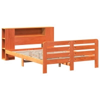 Produktbild för Sängram utan madrass vaxbrun 135x190 cm massiv furu