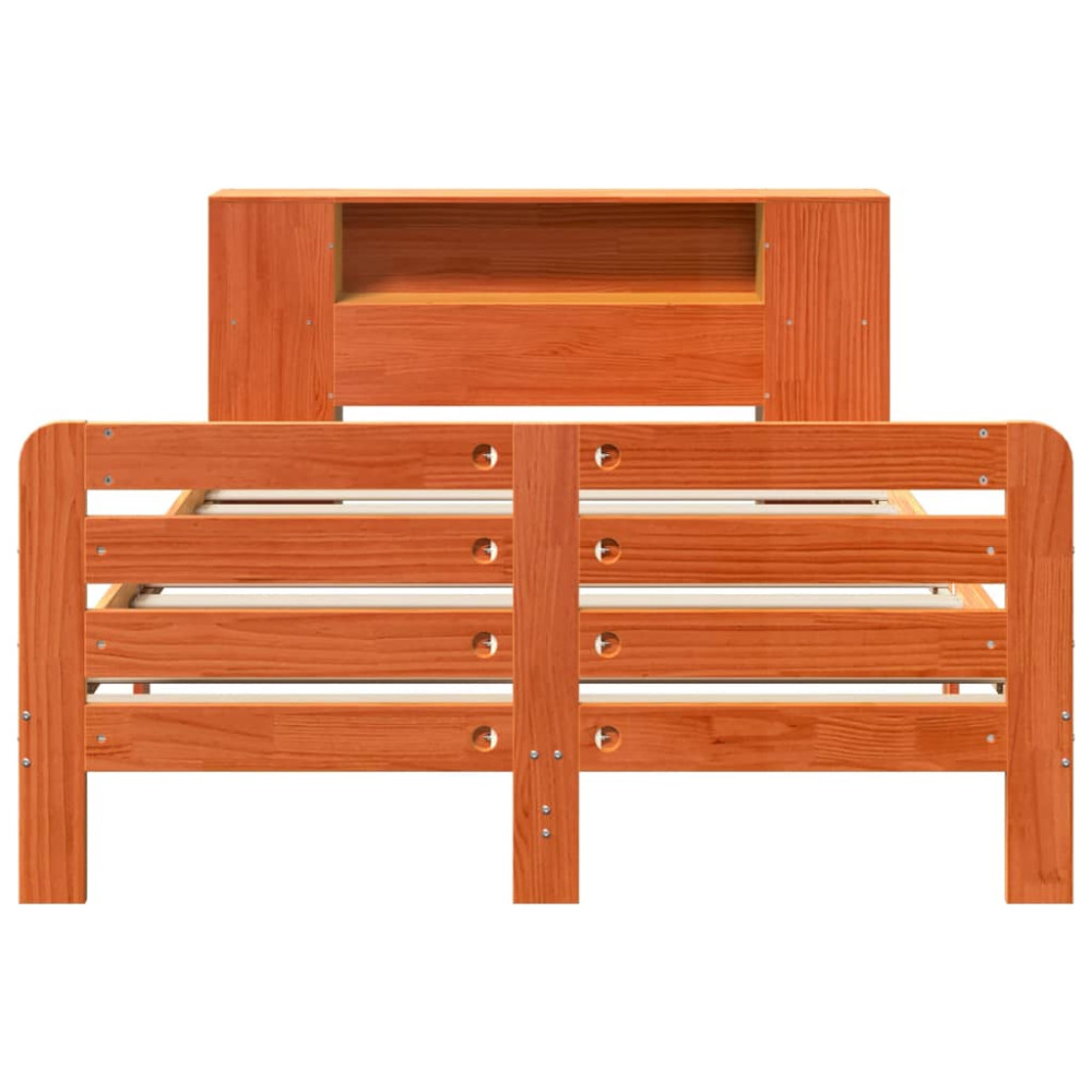 Produktbild för Sängram utan madrass vaxbrun 135x190 cm massiv furu