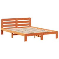 Produktbild för Sängram utan madrass vaxbrun 135x190 cm massiv furu