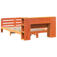 Produktbild för Sängram utan madrass vaxbrun 135x190 cm massiv furu