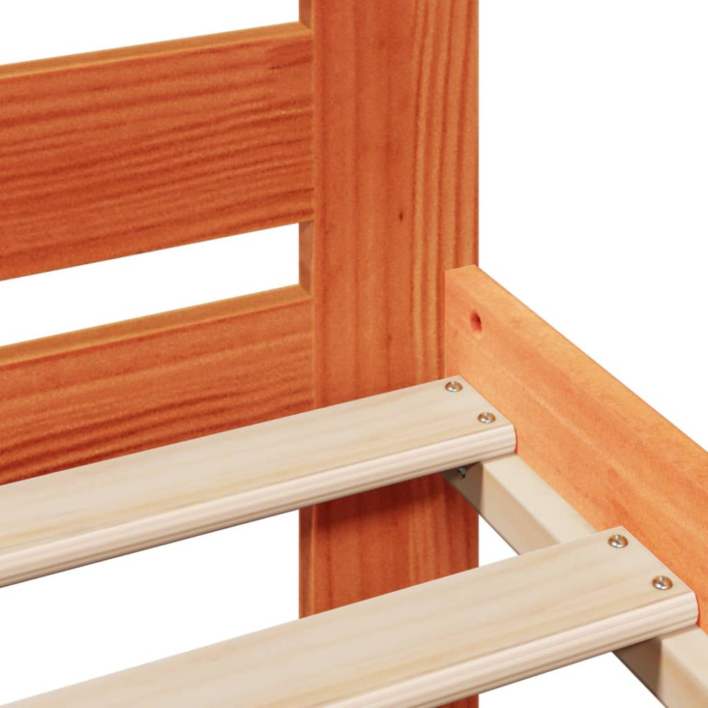 Produktbild för Sängram utan madrass vaxbrun 135x190 cm massiv furu