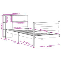 Produktbild för Säng med bokhylla utan madrass 100x200cm massiv furu