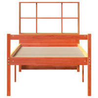Produktbild för Säng med bokhylla utan madrass vaxbrun 75x190 cm massiv trä