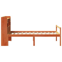 Produktbild för Säng med bokhylla utan madrass vaxbrun 75x190 cm massiv furu