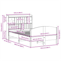 Produktbild för Säng med bokhylla utan madrass vit 120x200 cm massiv furu