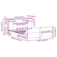 Produktbild för Sängram utan madrass vaxbrun 140x190 cm massiv furu