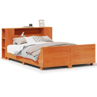 Produktbild för Sängram utan madrass vaxbrun 140x190 cm massiv furu