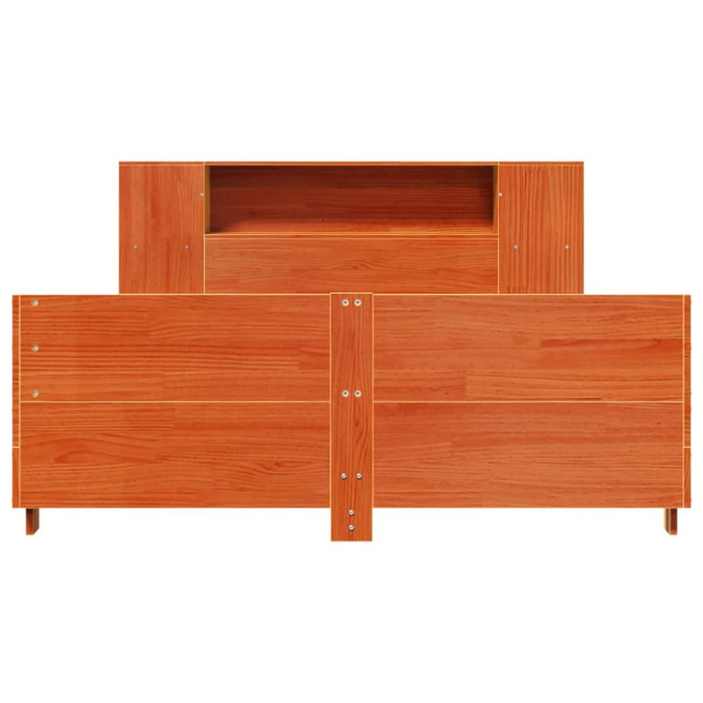 Produktbild för Sängram utan madrass vaxbrun 140x190 cm massiv furu