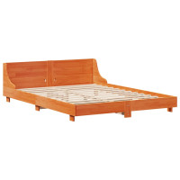 Produktbild för Sängram utan madrass vaxbrun 140x190 cm massiv furu