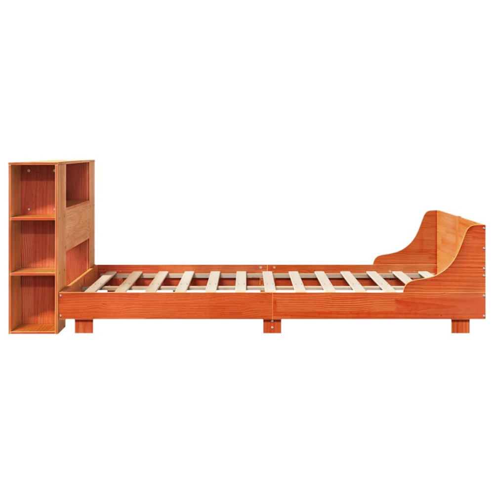 Produktbild för Sängram utan madrass vaxbrun 140x190 cm massiv furu