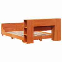 Produktbild för Sängram utan madrass vaxbrun 140x190 cm massiv furu