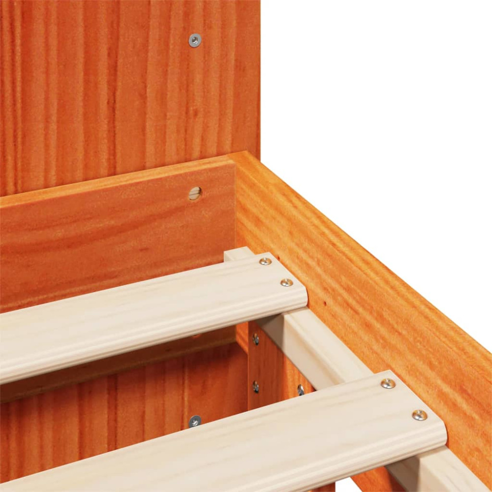 Produktbild för Sängram utan madrass vaxbrun 140x190 cm massiv furu