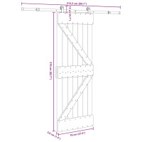 Produktbild för Skjutdörr med beslag 70x210 cm massiv furu