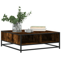 Produktbild för Soffbord rökfärgad ek 80x80x30 cm konstruerat trä och metall