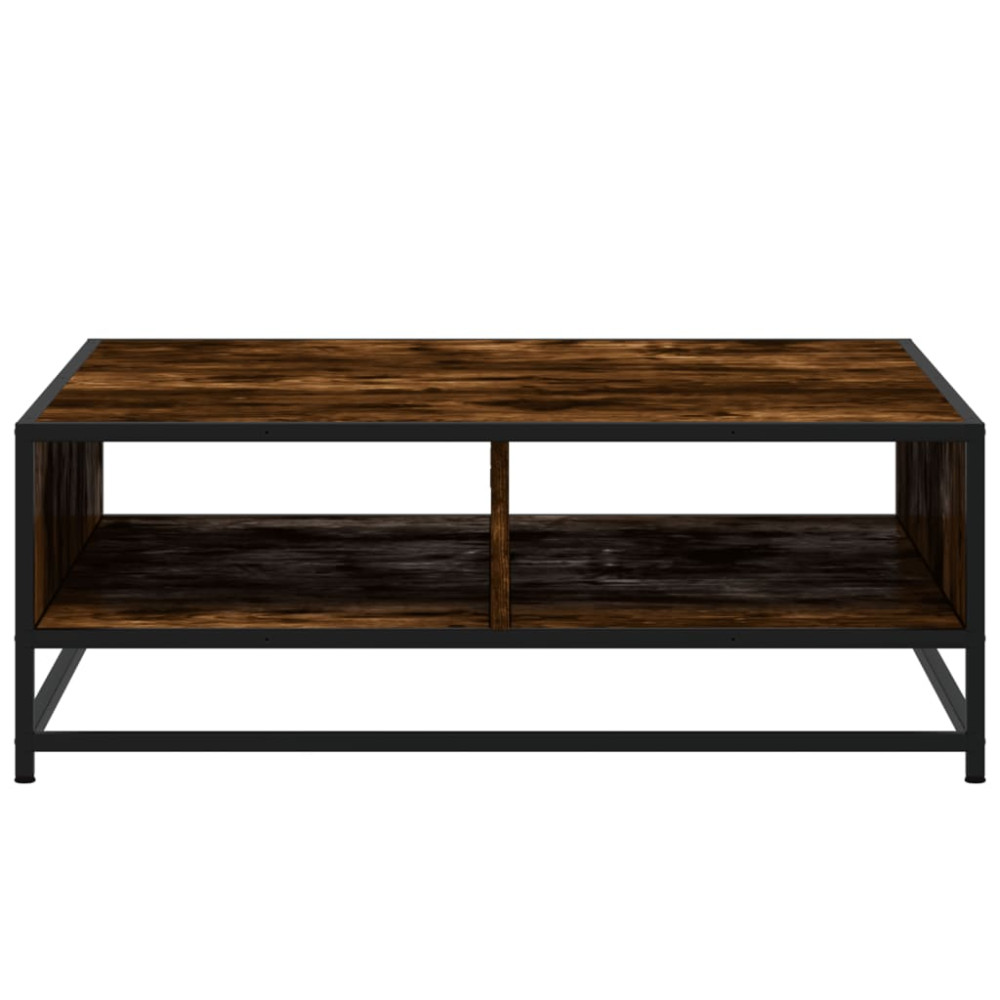 Produktbild för Soffbord rökfärgad ek 80x80x30 cm konstruerat trä och metall