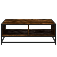 Produktbild för Soffbord rökfärgad ek 80x80x30 cm konstruerat trä och metall
