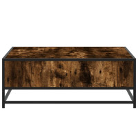 Produktbild för Soffbord rökfärgad ek 80x80x30 cm konstruerat trä och metall