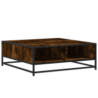 Produktbild för Soffbord rökfärgad ek 80x80x30 cm konstruerat trä och metall
