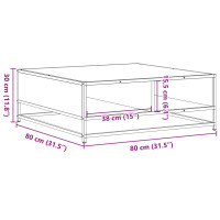 Produktbild för Soffbord rökfärgad ek 80x80x30 cm konstruerat trä och metall