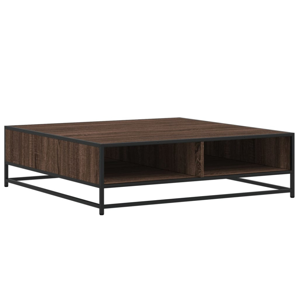 Produktbild för Soffbord brun ek 100x100x30 cm konstruerat trä och metall