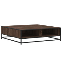 Produktbild för Soffbord brun ek 100x100x30 cm konstruerat trä och metall