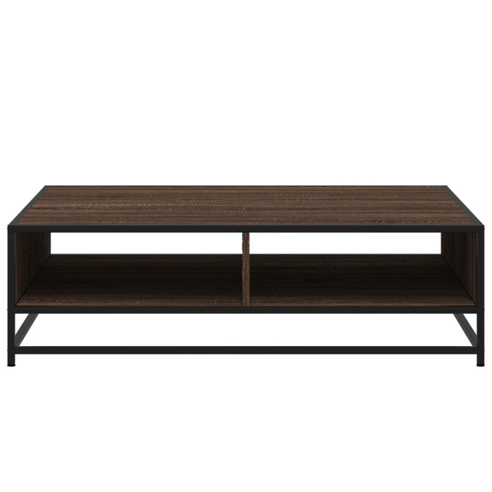 Produktbild för Soffbord brun ek 100x100x30 cm konstruerat trä och metall