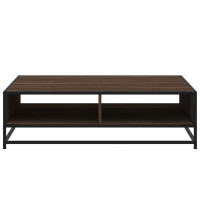 Produktbild för Soffbord brun ek 100x100x30 cm konstruerat trä och metall