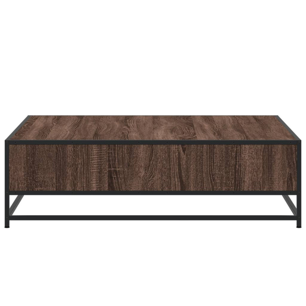 Produktbild för Soffbord brun ek 100x100x30 cm konstruerat trä och metall