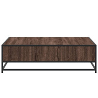 Produktbild för Soffbord brun ek 100x100x30 cm konstruerat trä och metall