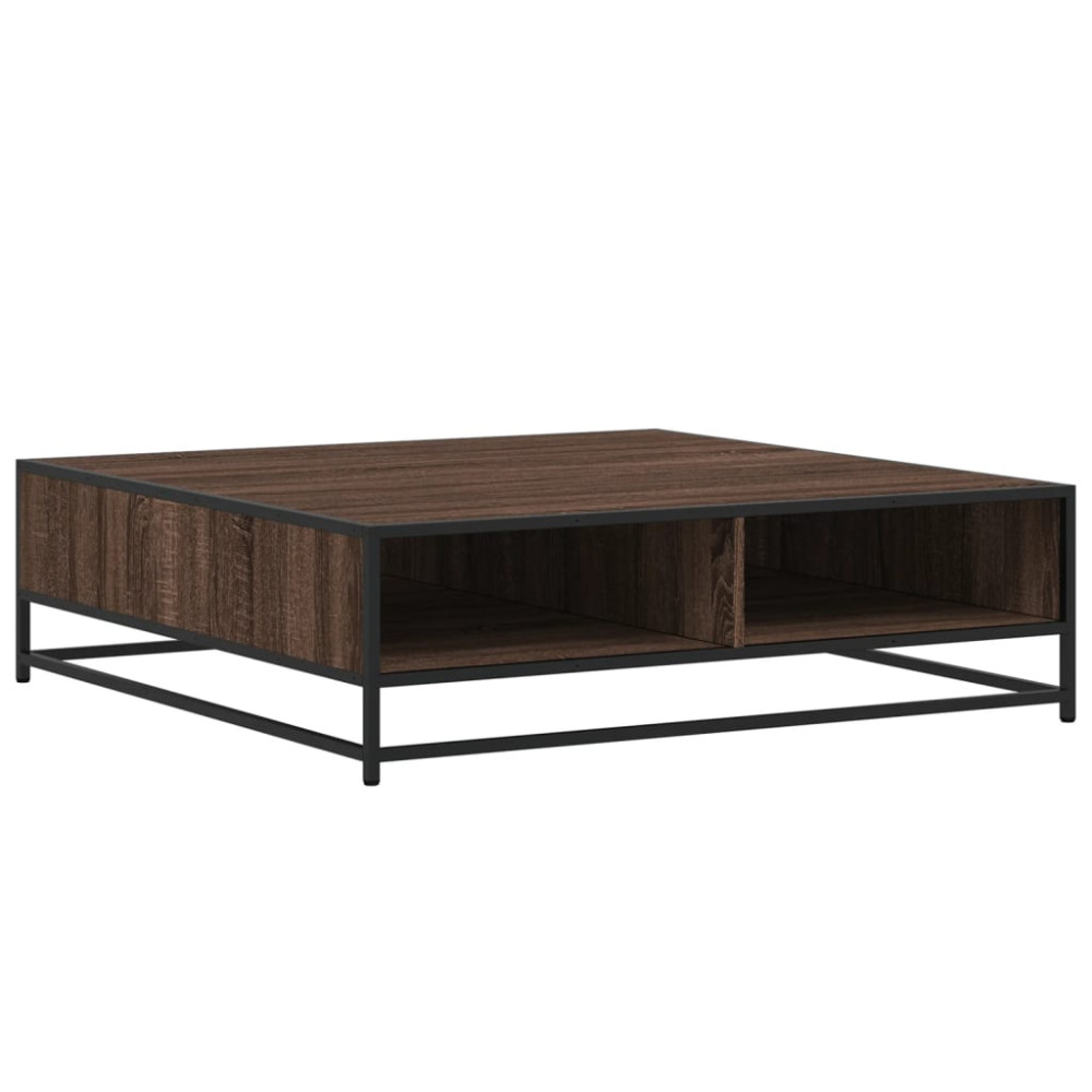 Produktbild för Soffbord brun ek 100x100x30 cm konstruerat trä och metall
