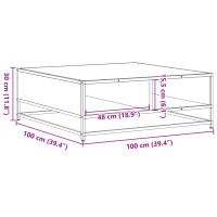 Produktbild för Soffbord brun ek 100x100x30 cm konstruerat trä och metall