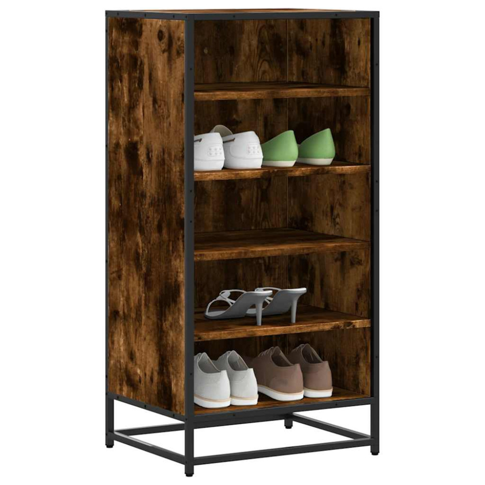 Produktbild för Skohylla rökfärgad ek 48x38x97,5 cm konstruerat trä