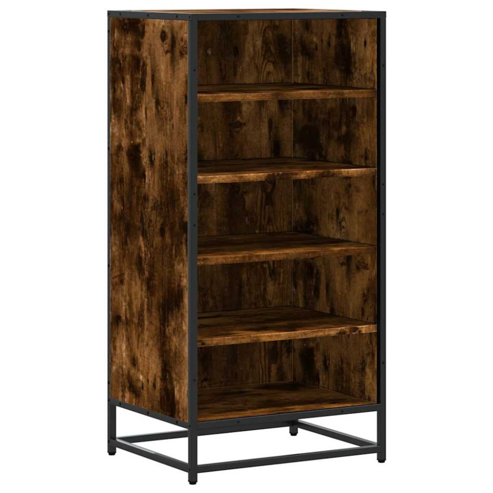 Produktbild för Skohylla rökfärgad ek 48x38x97,5 cm konstruerat trä