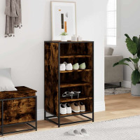 Produktbild för Skohylla rökfärgad ek 48x38x97,5 cm konstruerat trä