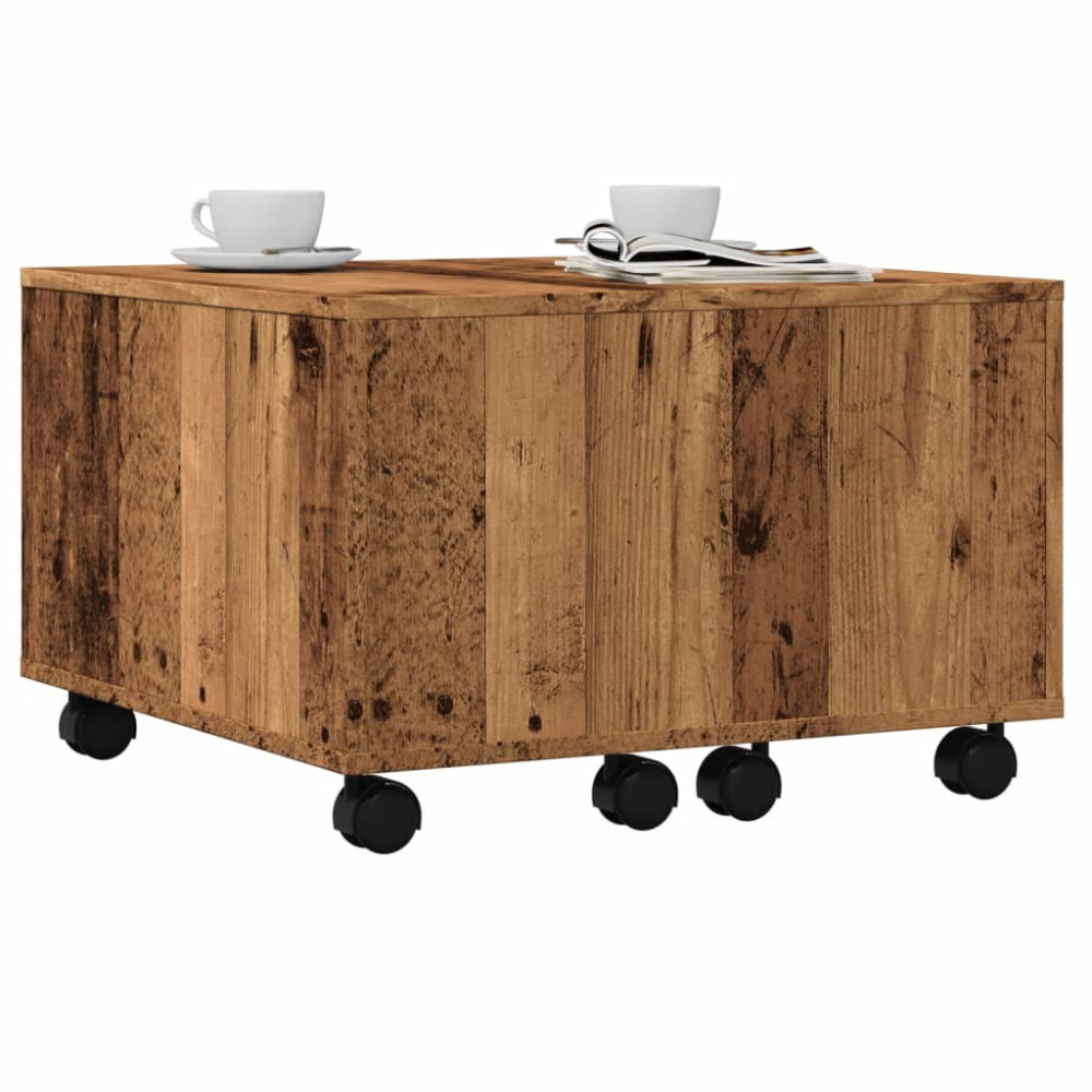 Produktbild för Soffbord åldrat trä 60x60x38 cm konstruerat trä