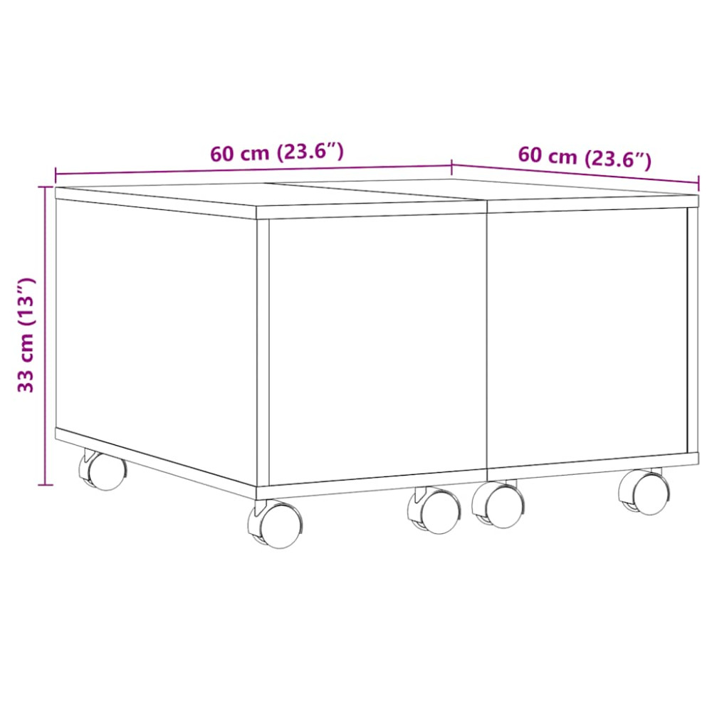 Produktbild för Soffbord åldrat trä 60x60x38 cm konstruerat trä