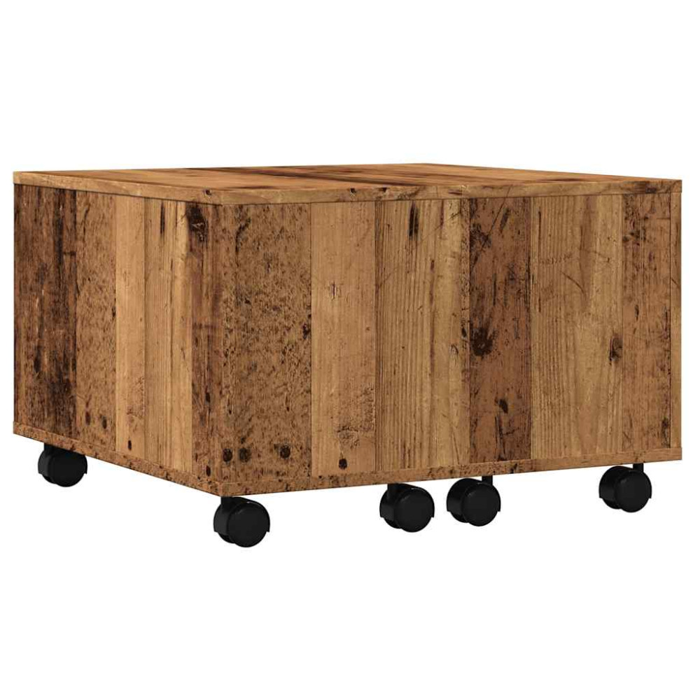 Produktbild för Soffbord åldrat trä 60x60x38 cm konstruerat trä